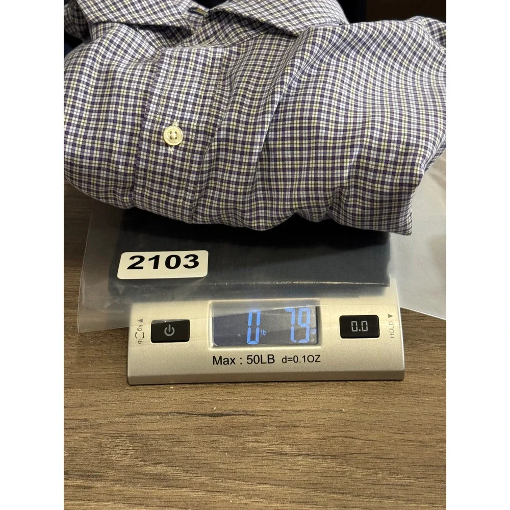 Polo Ralph Lauren Slim Fit Shirt Purple Blue Micro Check‎ Italian Fabric 42 16.5